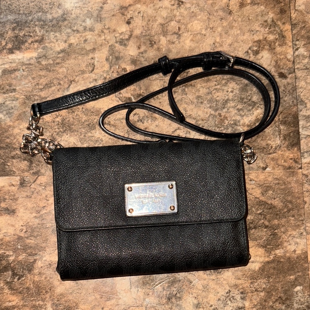 Michael Kors Black Leather Crossbody Bag